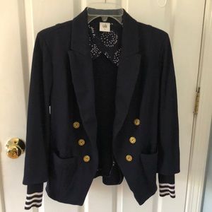 CAbi Classic nautical navy blue blazer with removable cuffs Med - real pockets!